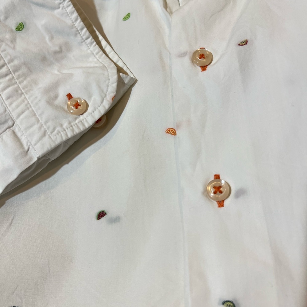 Hammer Made White Fruit Long Sleeve Button Up L Dress Shirt Men's 42/16.5 - Picture 3 of 10